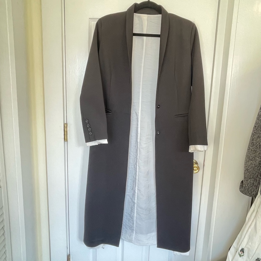 One of a kind, custom made white silk lined blazer trench - Picture 12 of 15